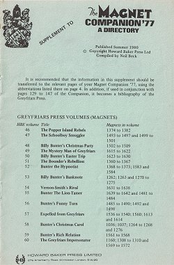 The Magnet Companion '77 Supplement © Howard Baker Press 1980. Click to download